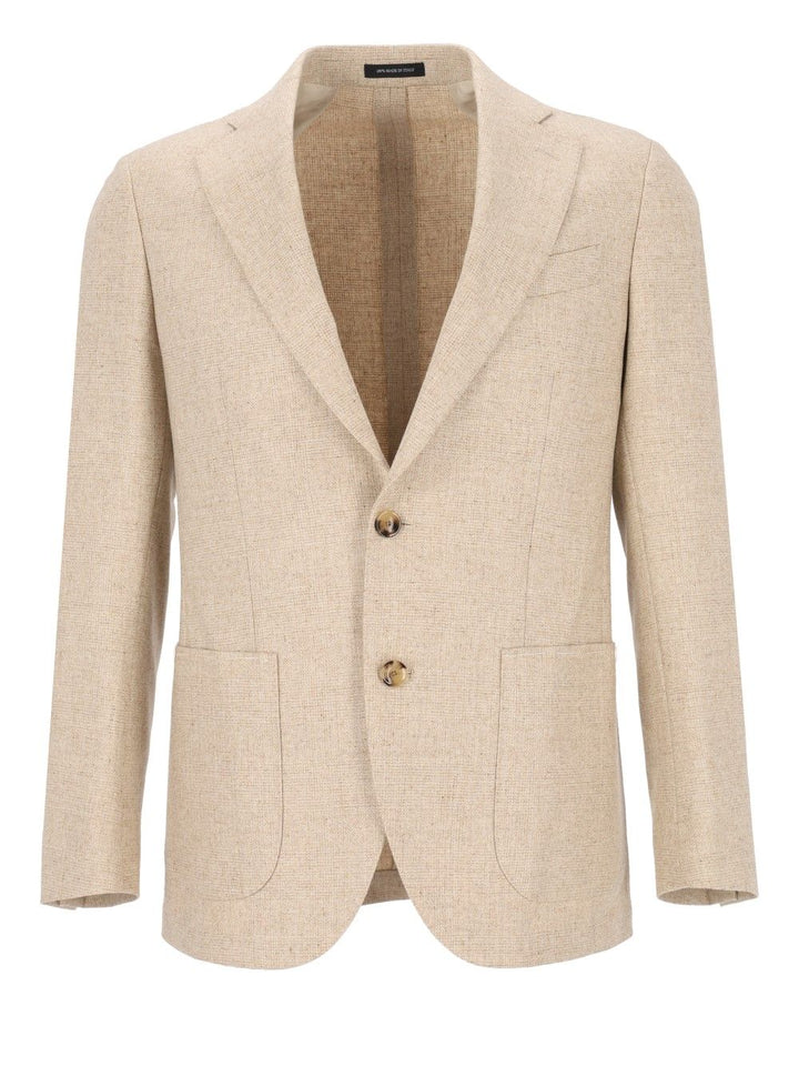 Al Duca D'Aosta Unlined Prince Of Wales Fusion Blazer Jackets - Beige | f8ecc85ccf7384268050f9017f1a2220d4452811