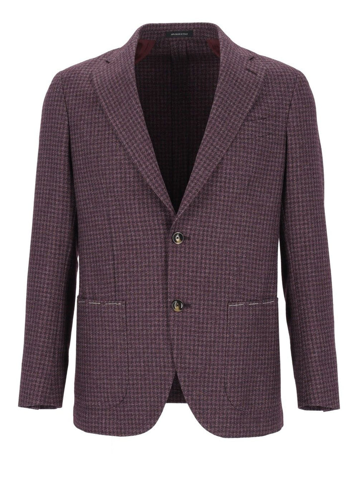 Al Duca D'Aosta Unlined Houndstooth Blazer Jackets - Bordeaux | 5511dc5293ad33a7a84a99c8a21b7b2cee62a0b8