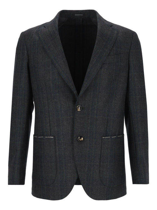 Blazer Check Fusion Sfoderata R7 100 Lana Jackets Green