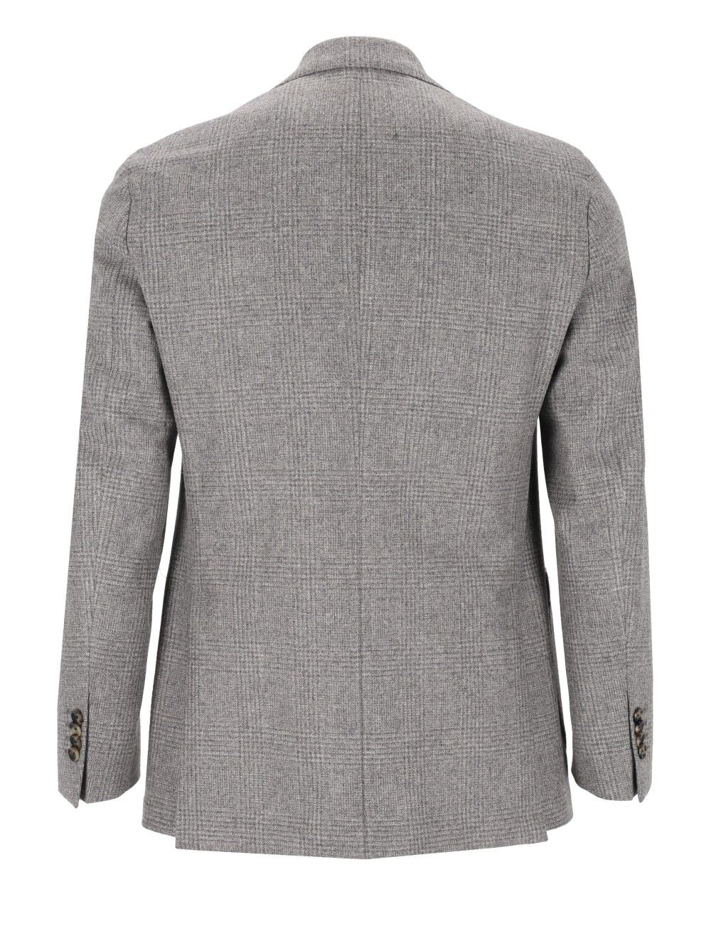Al Duca D'Aosta Unlined Prince Of Wales Fusion Blazer Jackets - Grey | 2c9aec3943aab6af9a94bad7eb06f34ab7758533
