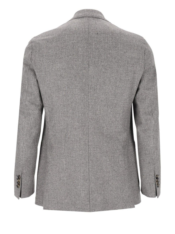 Al Duca D'Aosta Unlined Prince Of Wales Fusion Blazer Jackets - Grey | 2c9aec3943aab6af9a94bad7eb06f34ab7758533