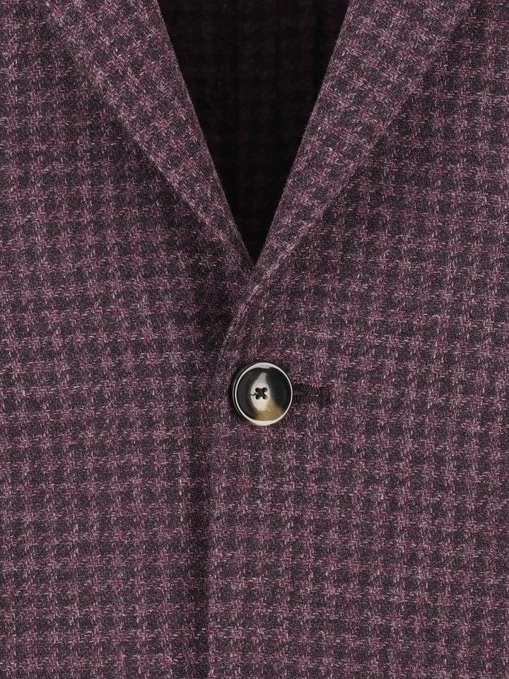 Al Duca D'Aosta Unlined Houndstooth Blazer Jackets - Bordeaux | f302a61733bfb0ecca0cd26fd7690c2a374acd58