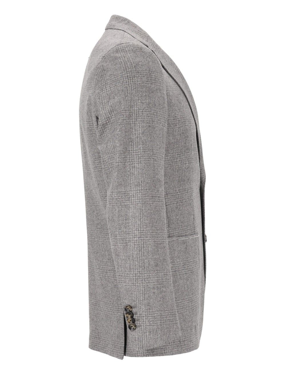 Al Duca D'Aosta Unlined Prince Of Wales Fusion Blazer Jackets - Grey | 4cdee4a455568dada6f054b0ac9dd766bc3d3337