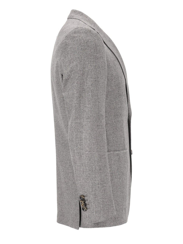 Al Duca D'Aosta Unlined Prince Of Wales Fusion Blazer Jackets - Grey | 4cdee4a455568dada6f054b0ac9dd766bc3d3337