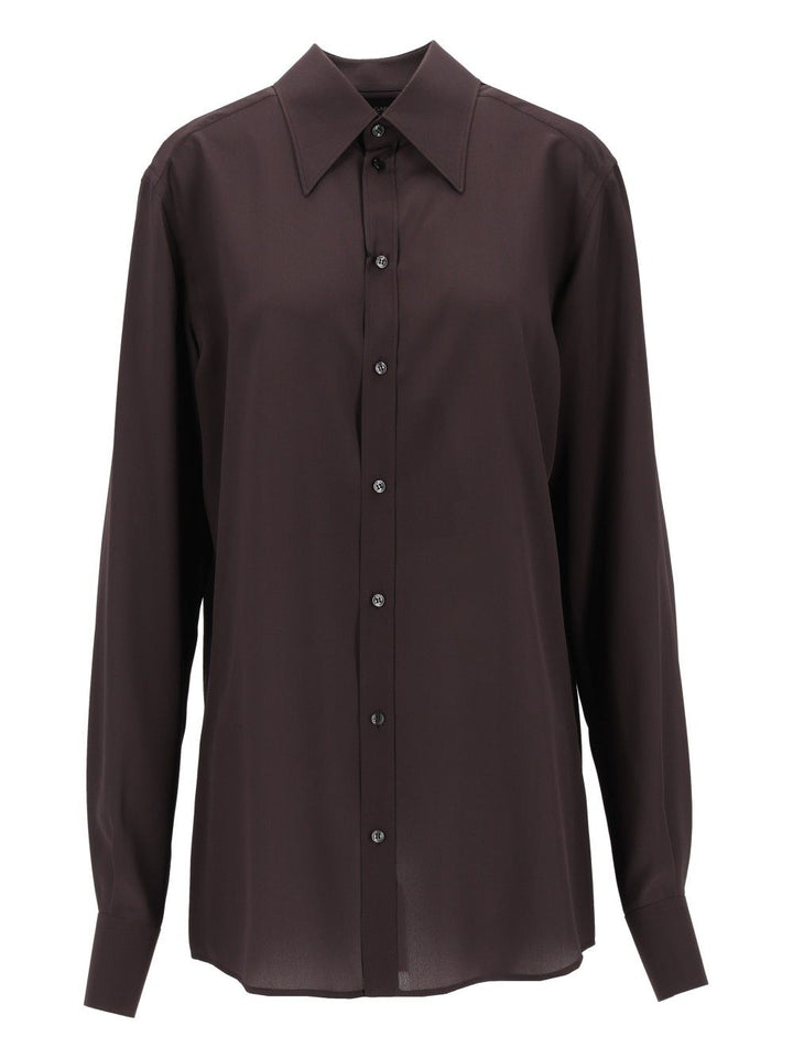 Dolce & Gabbana Shirt In Silk Crêpe De Chine Shirts - Brown | 923a430beba5f7568f6a325964691a1c0212c4d7