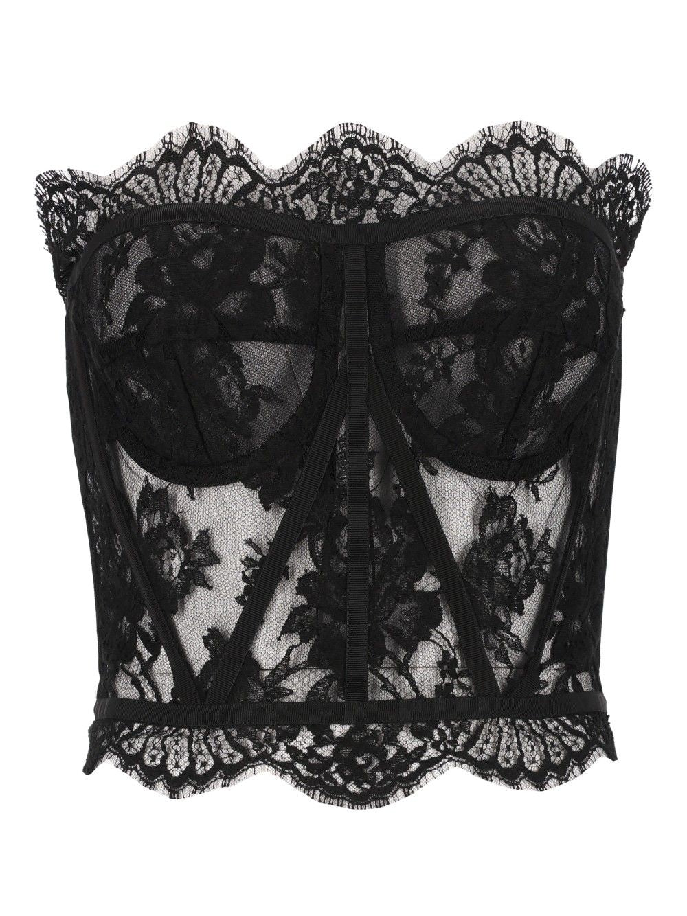 Dolce & Gabbana Chantilly Lace Bustier Tops - Black | 7add96e69d9b5eb993b80f323e5c96f09d1b1f7c