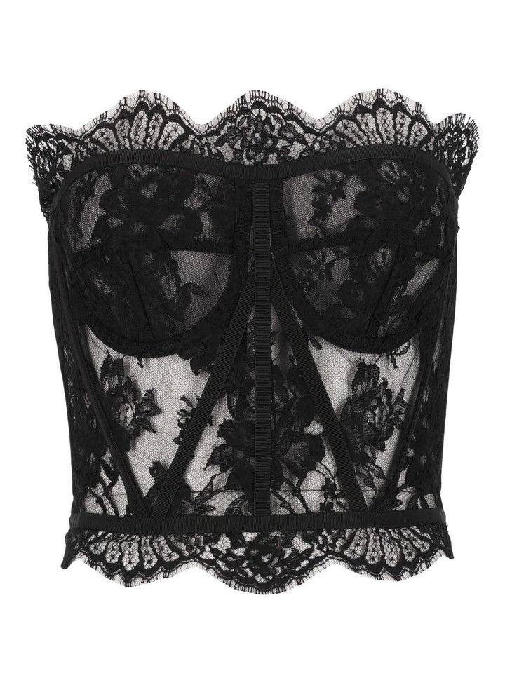 Dolce & Gabbana Chantilly Lace Bustier Tops - Black | 7add96e69d9b5eb993b80f323e5c96f09d1b1f7c
