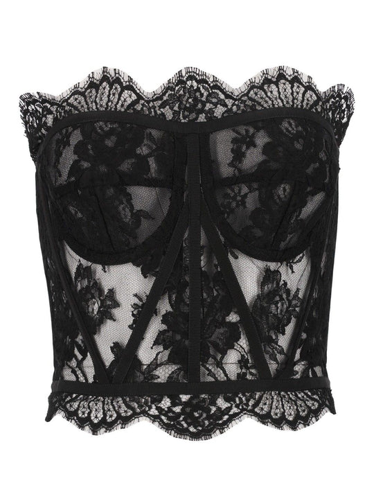 Lace Top Tops Black