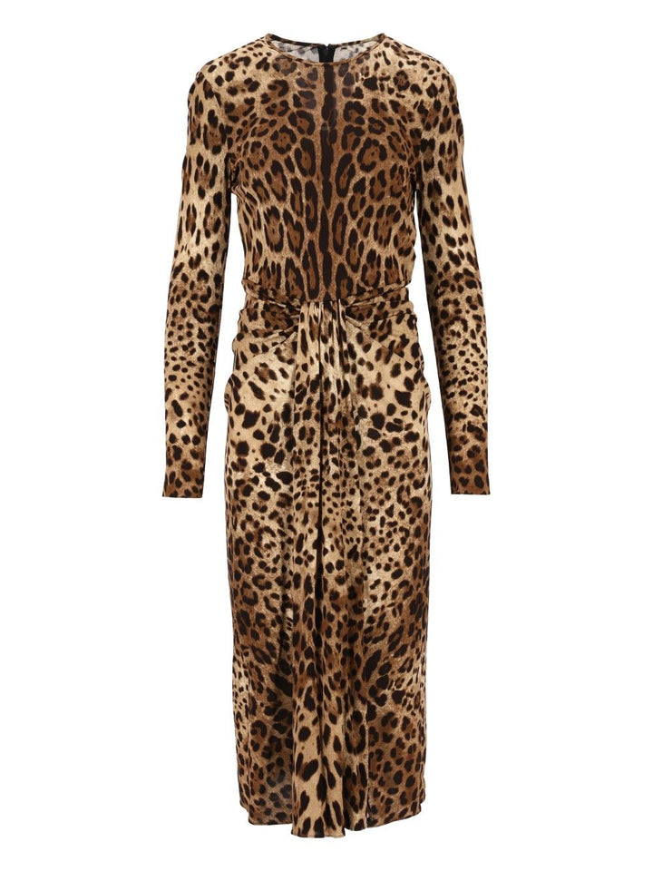Dolce & Gabbana Viscose Jersey Dress With A Leopard Print Dresses - Animalier | 3862b56eeddaddb8c9c3e4f000fa621c944e81d5