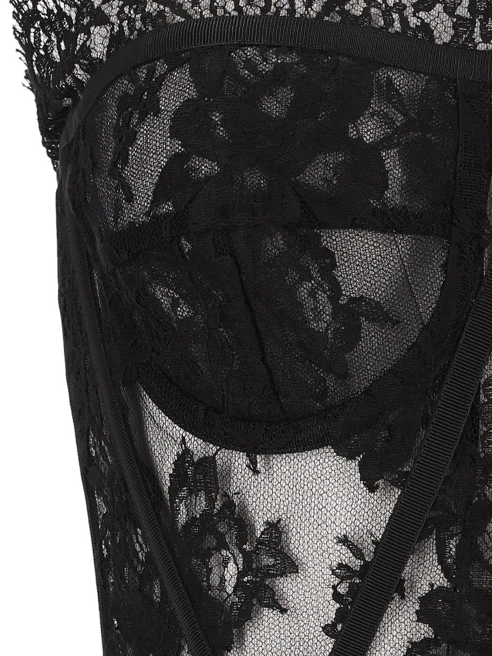 Dolce & Gabbana Chantilly Lace Bustier Tops - Black | 008b3fd13e36e62f38cf3fa116c53834a4fa08e0