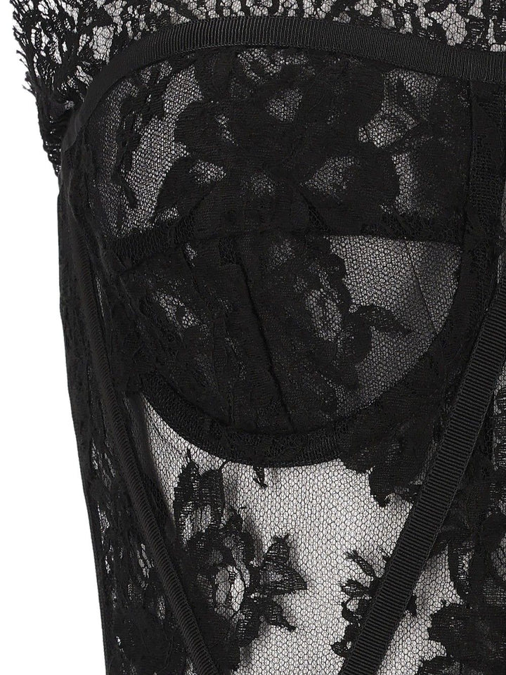 Dolce & Gabbana Chantilly Lace Bustier Tops - Black | 008b3fd13e36e62f38cf3fa116c53834a4fa08e0