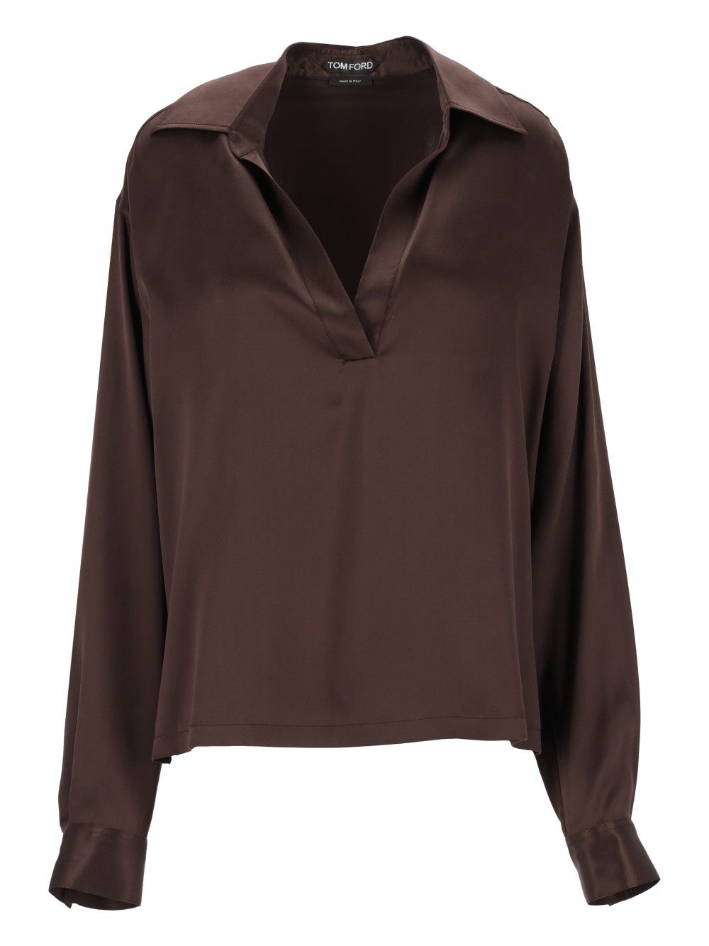 Tom Ford Peach-Feel Silk Satin Polo Shirts - Brown | cc0146663eaab73eb69beed89ccfa557f313f66b