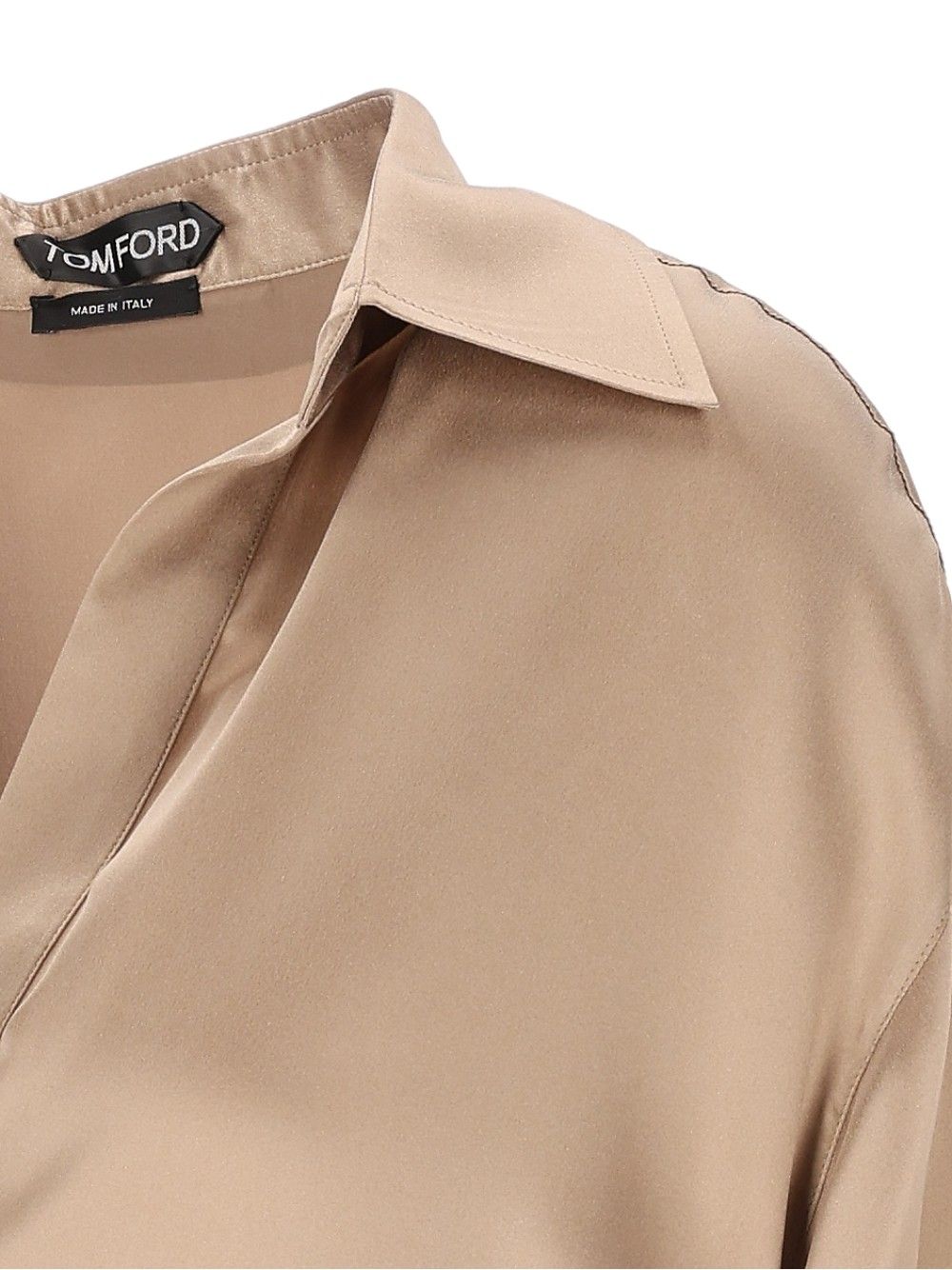 Tom Ford Peach-Feel Silk Satin Polo Shirts - Beige | 1c7558bf6ffd7a34793c64a25935b9f199bac4b4