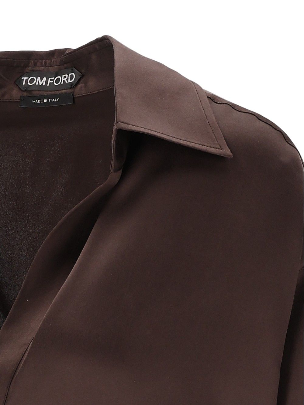 Tom Ford Peach-Feel Silk Satin Polo Shirts - Brown | 2c64b21d182e847fa6e28e75af0e9e9bbb9df471