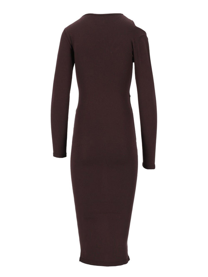 Federica Tosi Abito Midi Spalla Cut Off In Viscosa Dresses - Brown | c602383c19659ad9abdf196605c88d9dba902e2e
