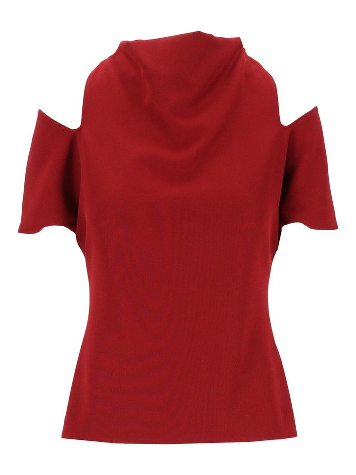 Federica Tosi Blusa Maniche Cut Off Cady Tops - Red | c9369937aa1db7e2869f8224cab00d76258e6ff3