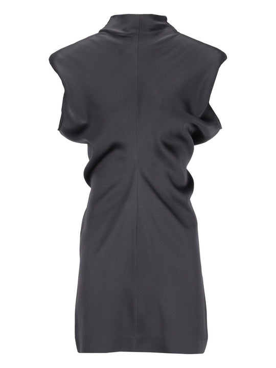 Abito Corto Smanicato In Raso Unito Dresses Grey