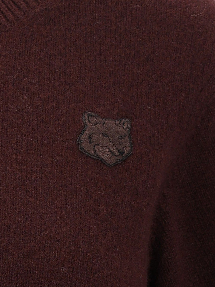 Maison KitsunÉ Fox Head Lambswool Comfort Jumper Knitwear - Brown | 5941f15714fac70e8deae9e18ba06b7e6b0e8583