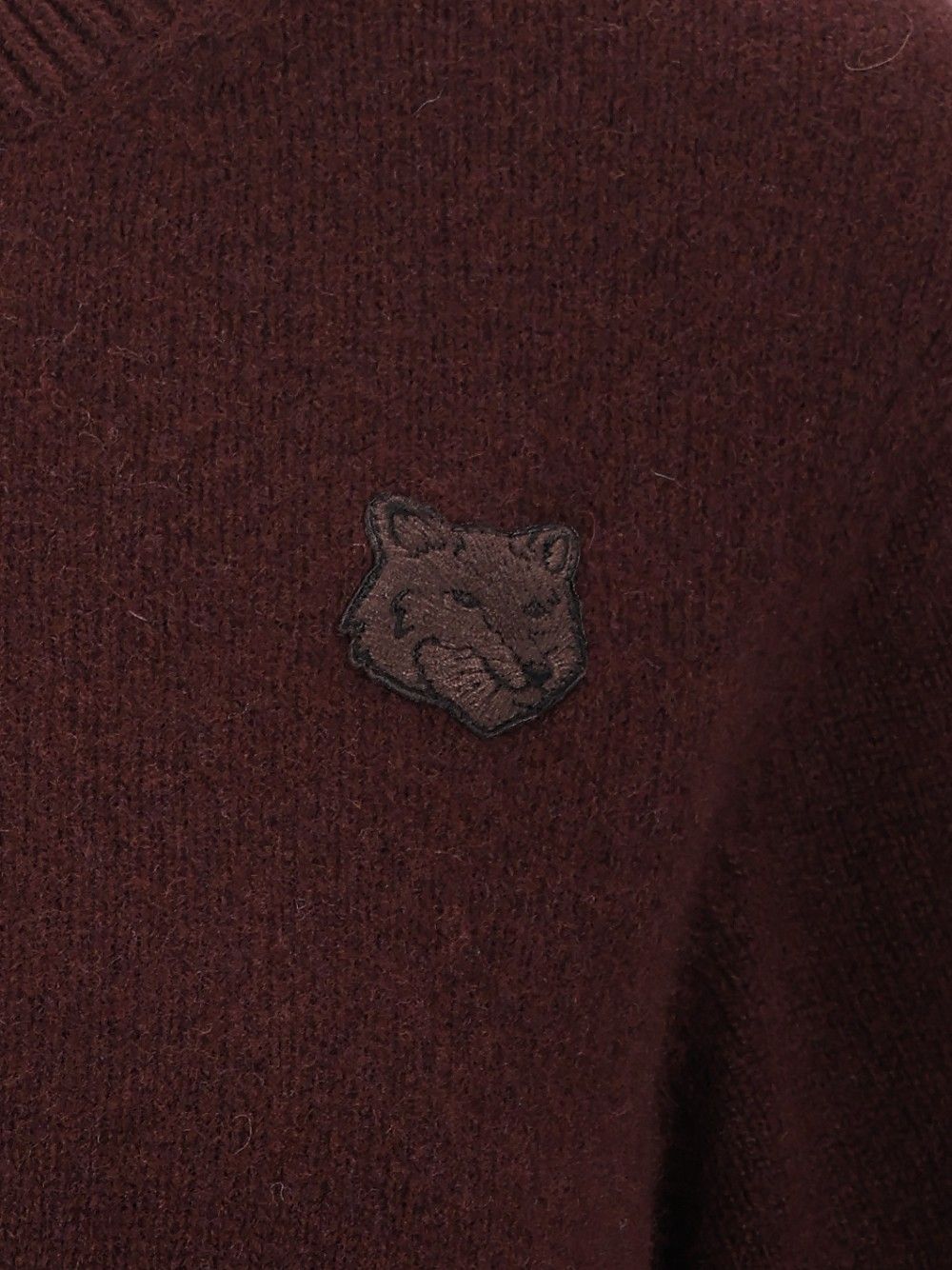 Maison KitsunÉ Fox Head Lambswool Comfort Jumper Knitwear - Brown | 5941f15714fac70e8deae9e18ba06b7e6b0e8583