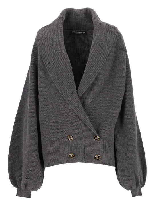 Cardigan Collo A Scialle Knitwear Grey