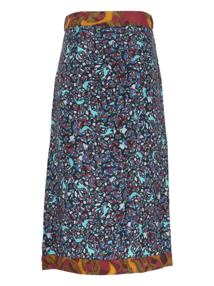 Dries Van Noten Wrap Midi Skirt With Abstract Multicolor Print Skirts - Multicolor | 90c695b327b504a5ada84e6c82bf8e337561afc5
