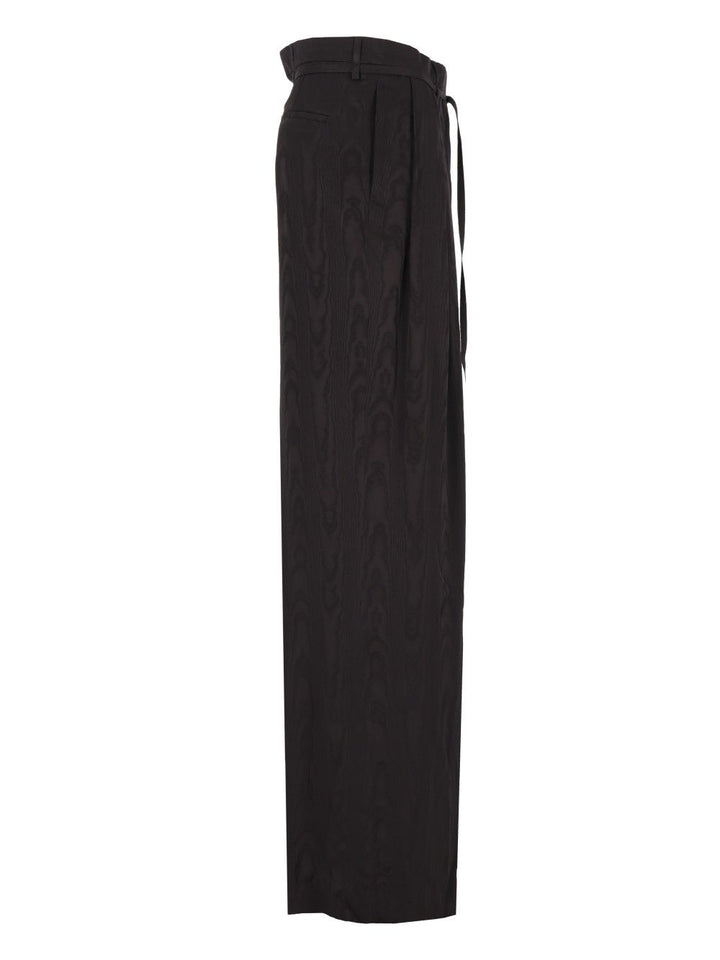 Dries Van Noten High-Waisted  Moiré Motif Trousers - Black | 3570db8ceaaa5008e58de0b0b4c6d5f91f68d4ea