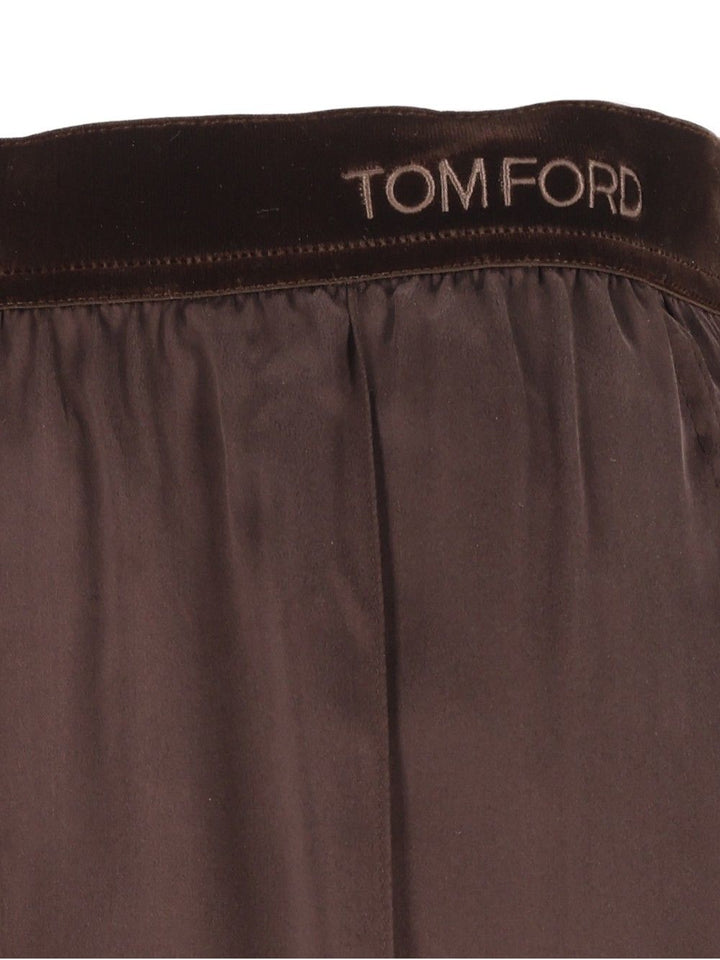 Tom Ford Peach-Feel Silk Satin Pj Pants Trousers - Brown | 4f16223bfaf3c76046ad37954b15520c2487dfb0