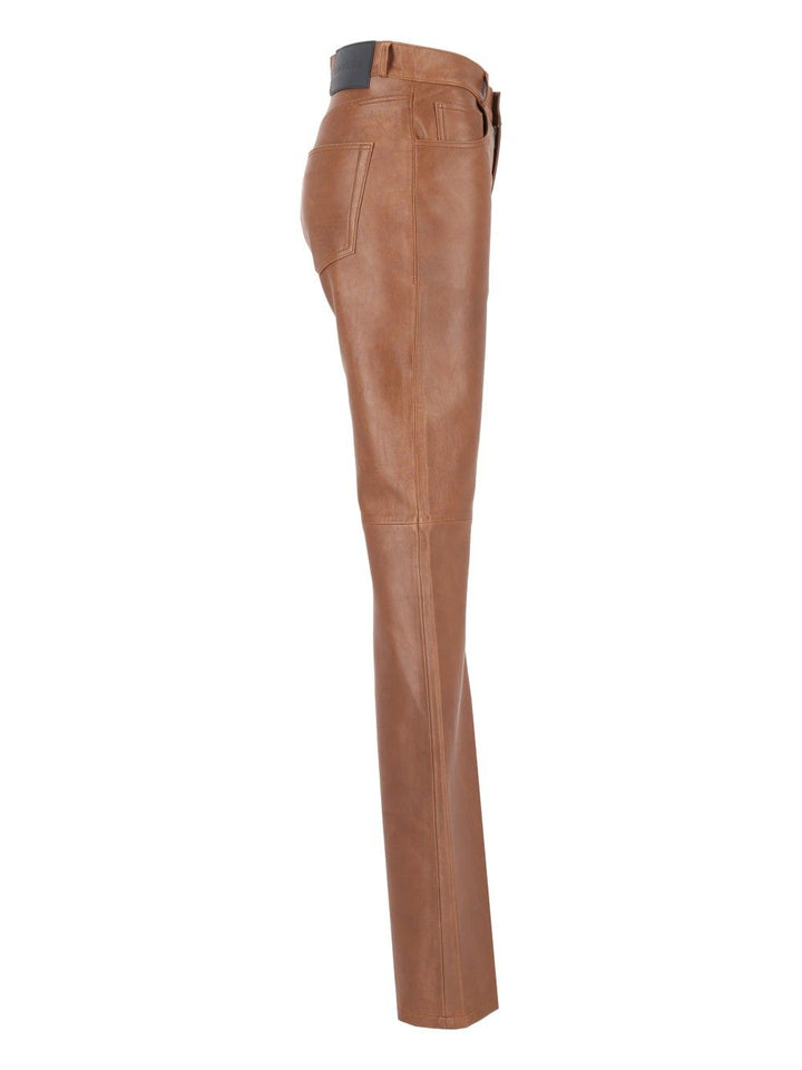 Haikure Flora Silky Leather Trousers - Brown | f34c77387e8f957af45451d69ccf88b469153c8b