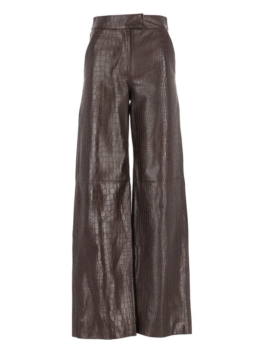Pantalone 100% Pelle Stampa Cocco Trousers Brown