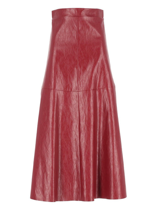 Gonna A Ruota Pelle Metallo Skirts Red