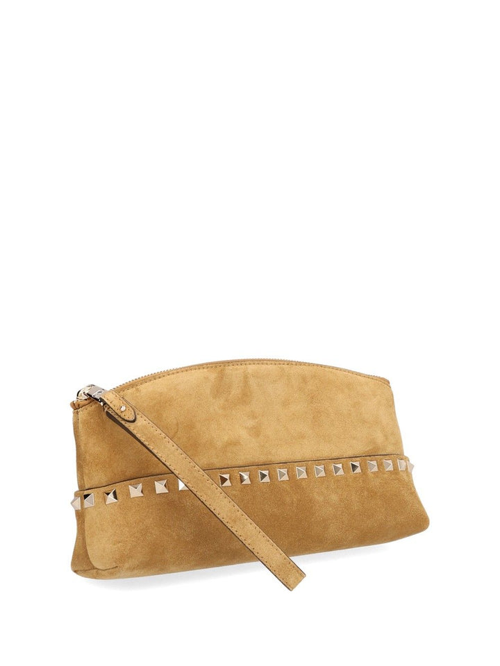 Valentino Garavani Rockstud Pochette Suede S./Platinum Studs Small leather goods - Beige | 534f278183911648d248efce205ddc7a305e14ff
