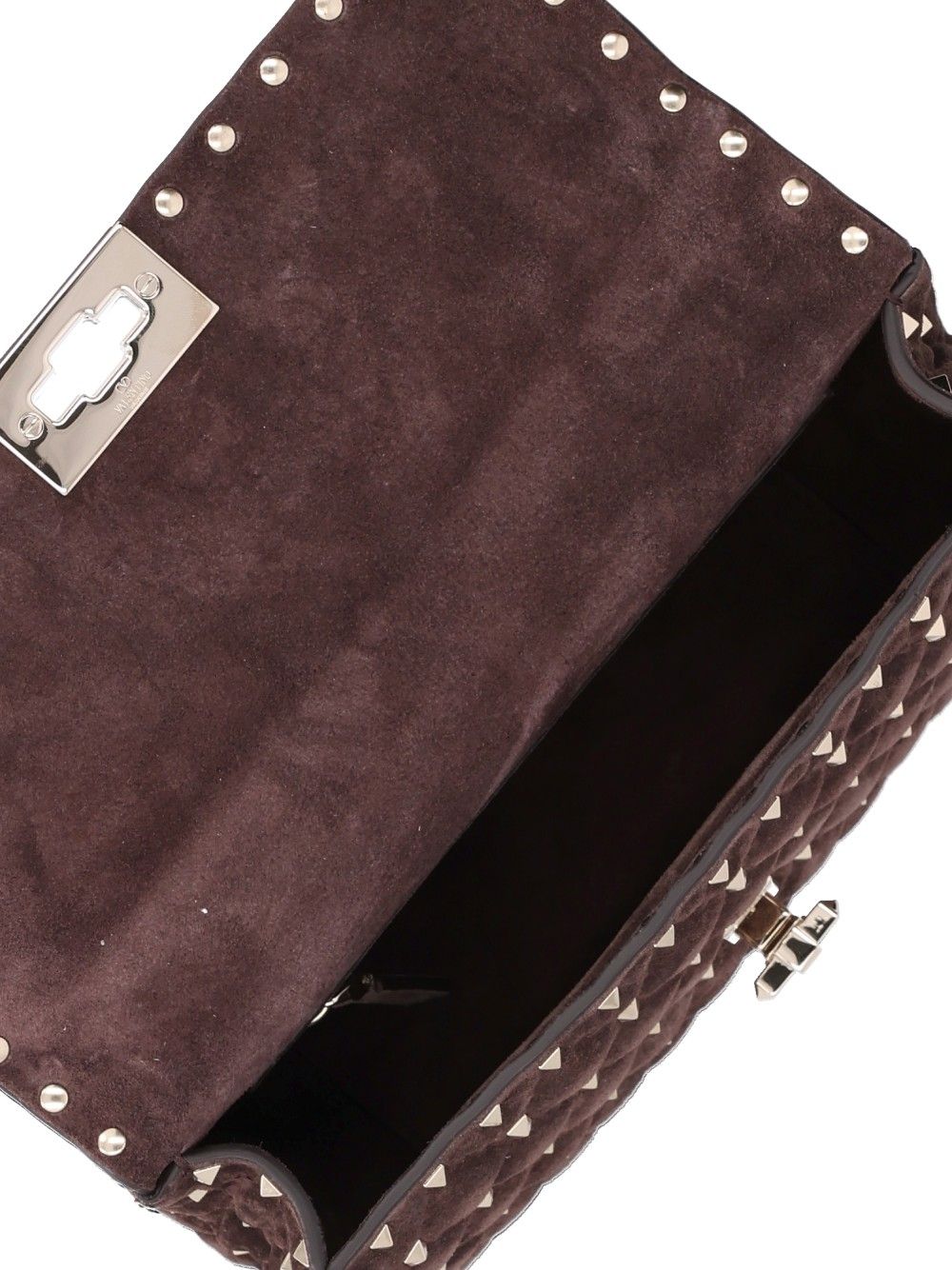 Valentino Garavani Rockstud Spike Medium Shoulder Bag Suede S./Platinum Studs Shoulder Bags - Brown | d9679765c55a72c95c8166ee177dff15eea98802