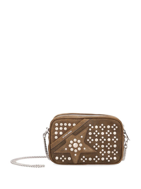 Mini Star Bag Suede Leather Body With Studs And Palladium Metal Detail Crossbody Bags Green