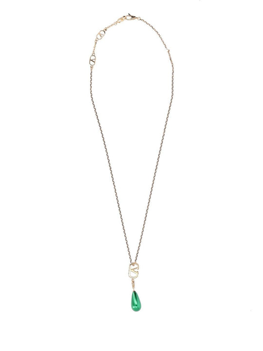 Vlogo Signature Strass Necklace (L.42) Metallo/Perla/Strass Jewelry Gold