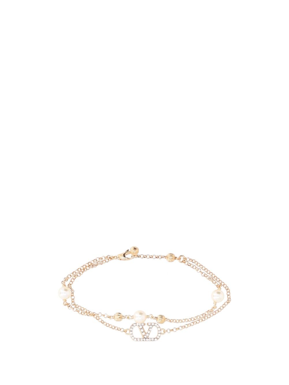 Valentino Garavani Vlogo Signature Pearl Bracelet Metallo/Perla/Strass Jewelry - Gold | aa2b314620cd0a91215c692ec02caeeb15b93ddd