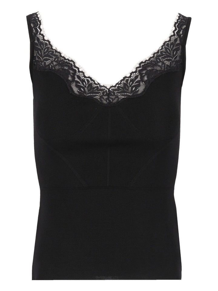 Self-Portrait Sleeveless Knitted Top Tops - Black | 33cec67f650fe6abf294b2638fcd4837ce037471
