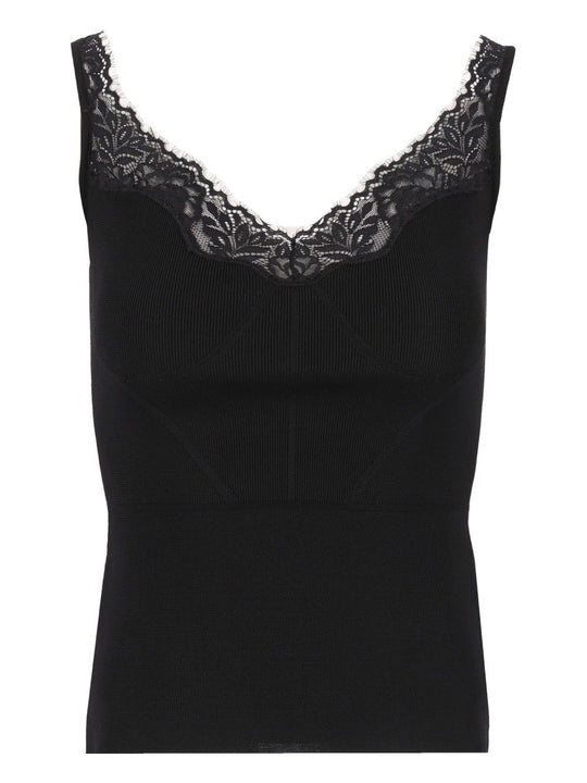 Sleeveless Knitted Top Tops Black
