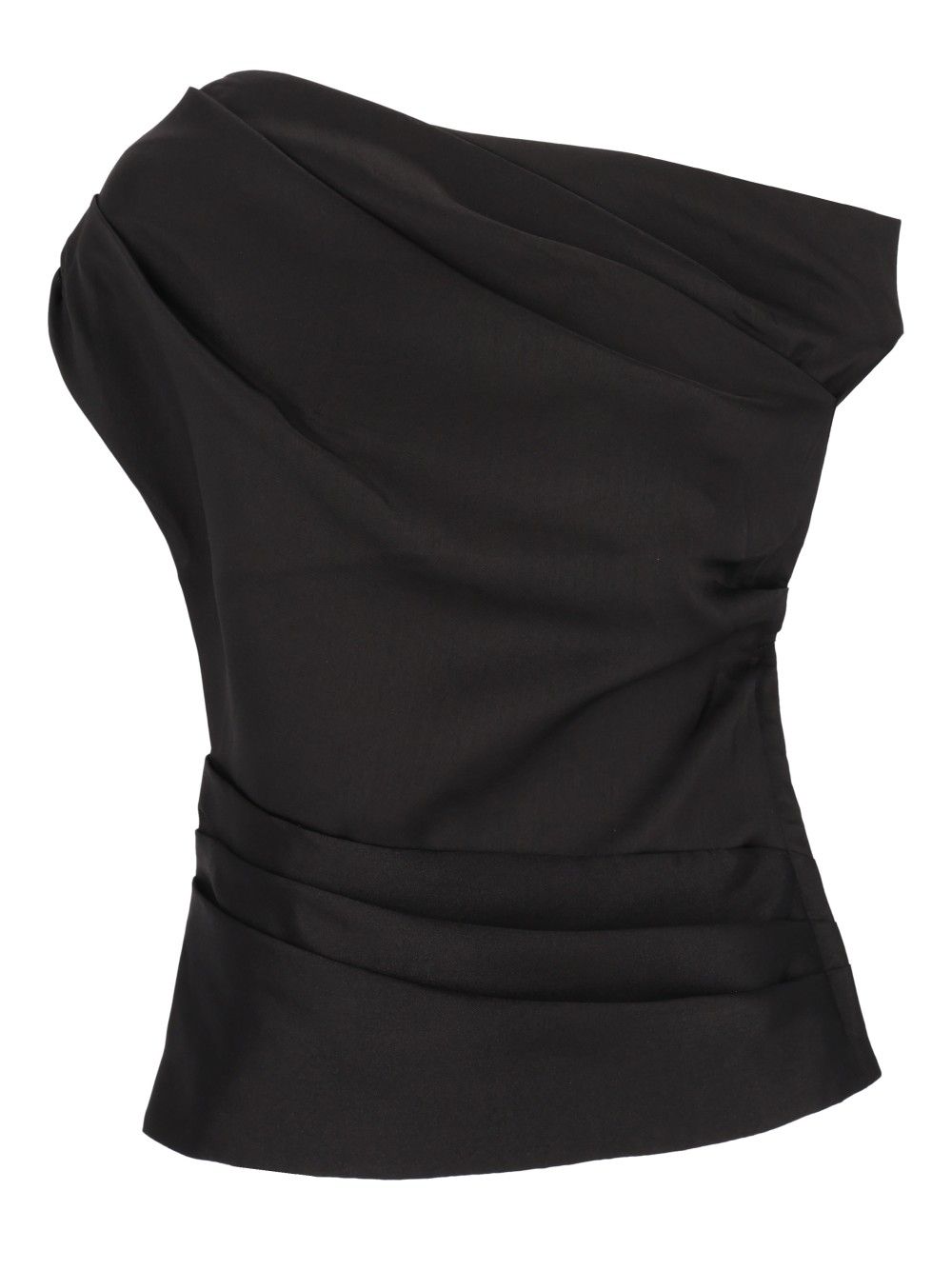 Self-Portrait Draped Taffeta Top Tops - Black | e744be0a60fbb908fb2f0b3c37151a87e47a5d7b
