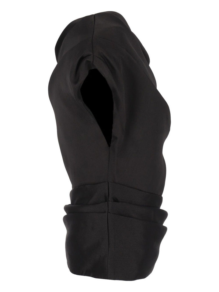 Self-Portrait Draped Taffeta Top Tops - Black | 036106400a0f95288c163f356888316db955013a