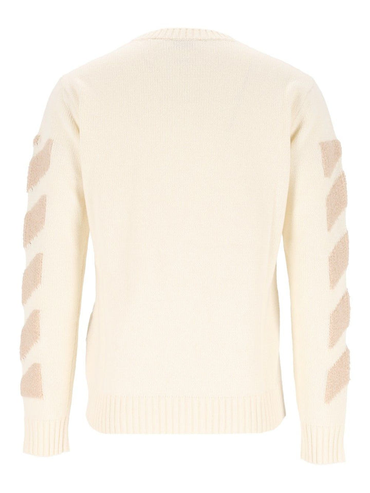 Off-White Diagonals Fuzzy Knit Crewneck Knitwear - White | 00fb2b907f66958d87755f409215298eecc11048