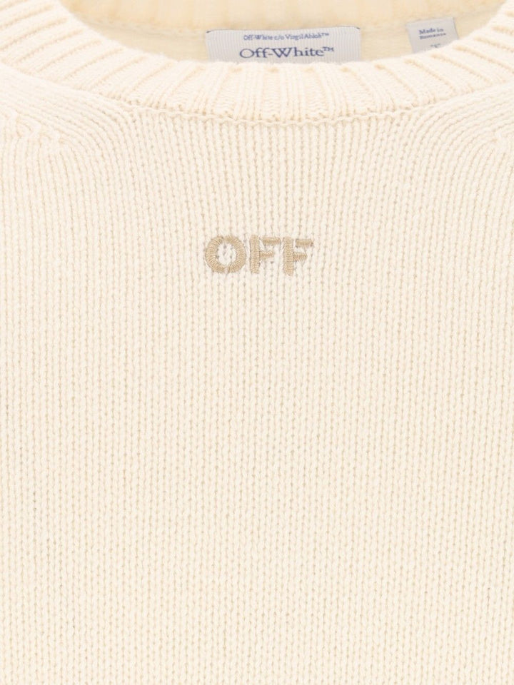 Off-White Diagonals Fuzzy Knit Crewneck Knitwear - White | 5a8cdfc058d94764d62c6f57dd43458a08aa9e7a