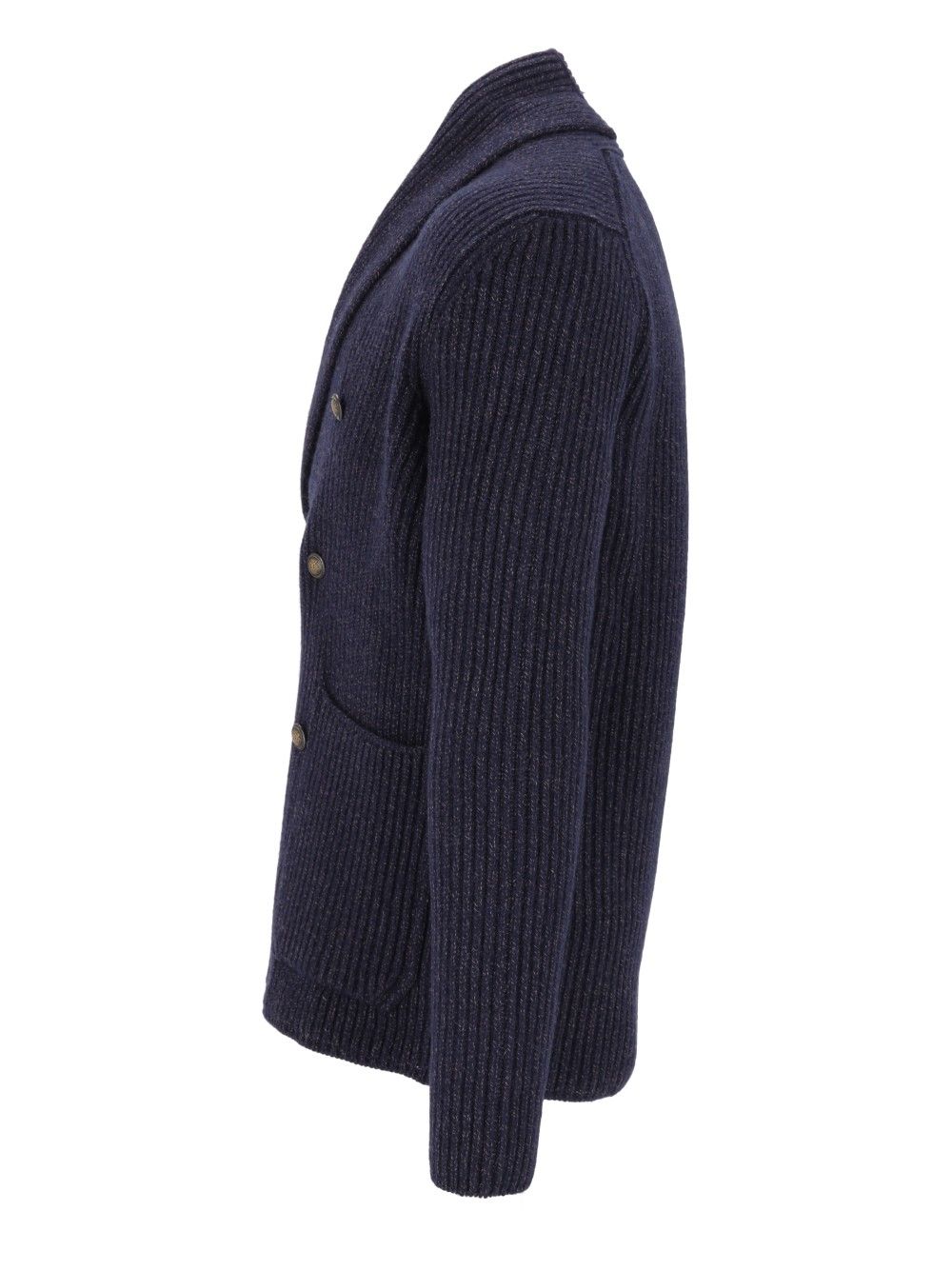 Al Duca D'Aosta Cardigan Doppio Petto Scialle Melange 100 Lana Knitwear - Blue | 90de17794aab8ca575edf010b20be0c18397ec7f