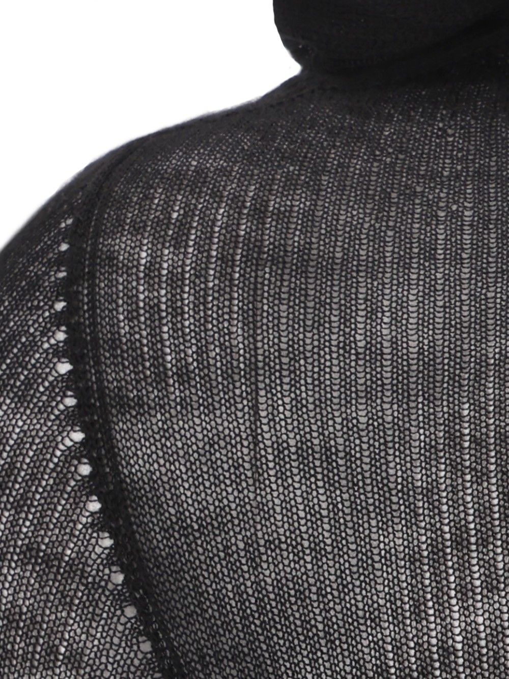 Rick Owens Sheer Hooded Long Sleeve Ribbed Lightweight Cashmere Knit Knitwear - Black | 4a0766fabaf3b66b24bab6563b22e23ed968cbe1