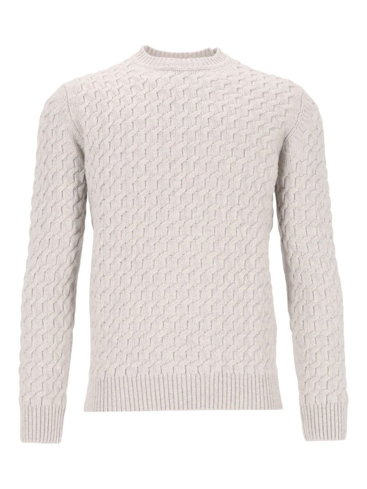 Al Duca D'Aosta Giro Treccia 3d 100 Lana Knitwear - Grey | 64183212fbbce99a80eb6afb74a46b669bf7e613