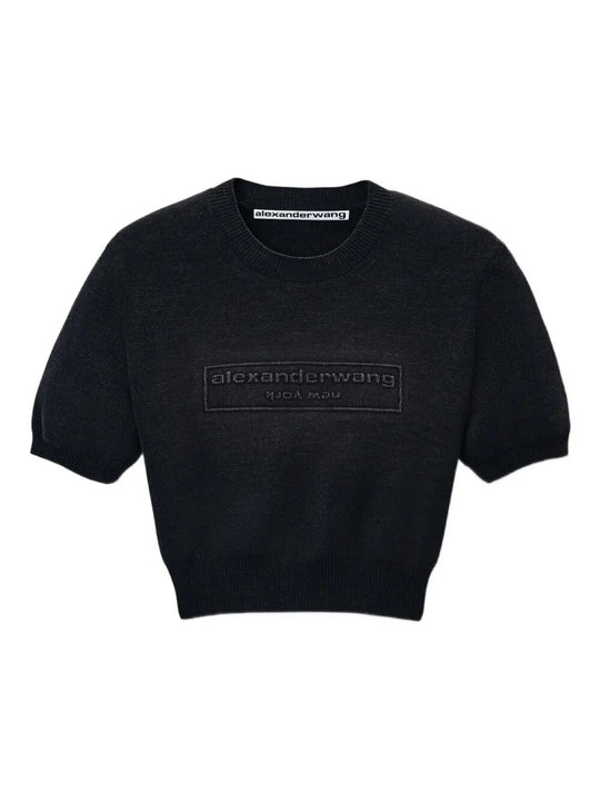 Cotton-Blend Chenille Cropped Pullover With Logo