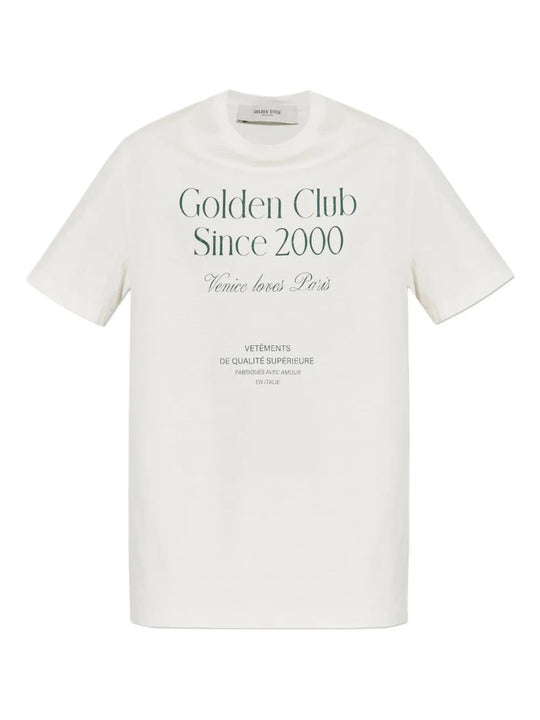 `Golden Club Since 2000` Print Cotton T-Shirt
