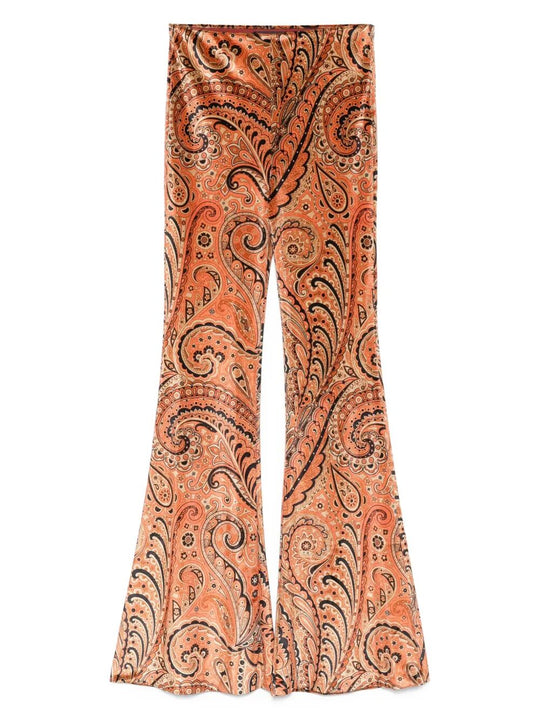 Paisley-Print Flared Viscose Trousers