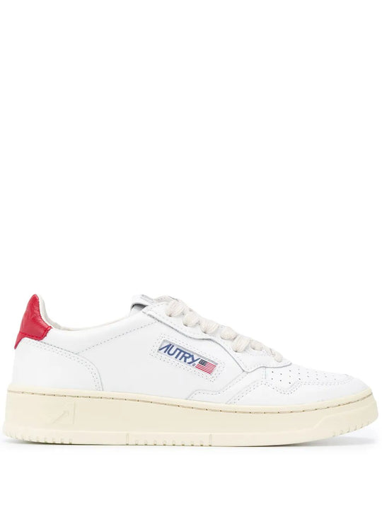 Medalist Low Sneakers In White And Red Leather