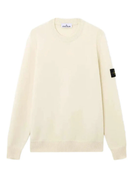 Crew Neck Wool Sweater With Reverse Stitch Details