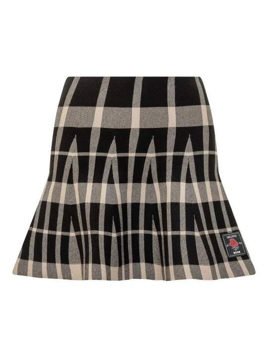 Checked Pleated Mini Skirt